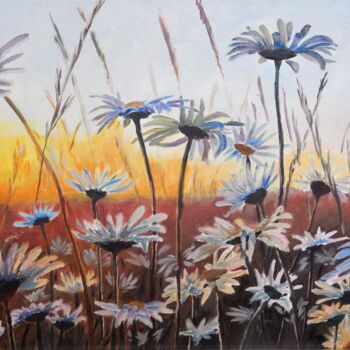 Pintura titulada "Chamomile at Sunset…" por Natalia Fedotovskikh, Obra de arte original, Oleo Montado en Bastidor de camilla…