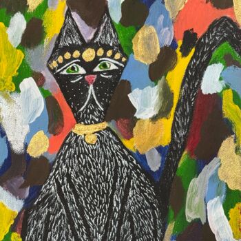 Malerei mit dem Titel "Cat" von Sema Mente, Original-Kunstwerk, Acryl