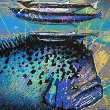 Painting titled "Exotic Fish 3" by Evgen Semenyuk, Original Artwork, Acrylic