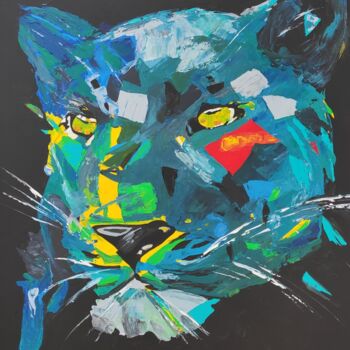 Картина под названием "Acrylbild Panther" - Sepp Wörle, Подлинное произведение искусства, Акрил