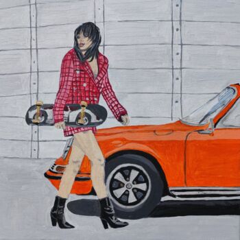 Картина под названием "Porsche 911 Orange…" - Sepp Wörle, Подлинное произведение искусства, Акрил