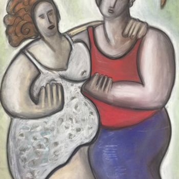 Peinture intitulée "Au bal avec Paulette" par Serge Berry, Œuvre d'art originale, Pastel