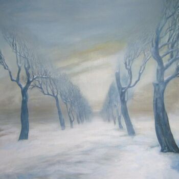 Pintura intitulada "winter road" por Serge Sunne, Obras de arte originais