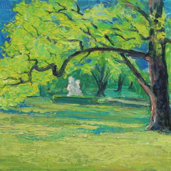 Painting titled "Tree in Rosenstein…" by Serge Syrok, Original Artwork, Oil Mounted on Wood Stretcher frame