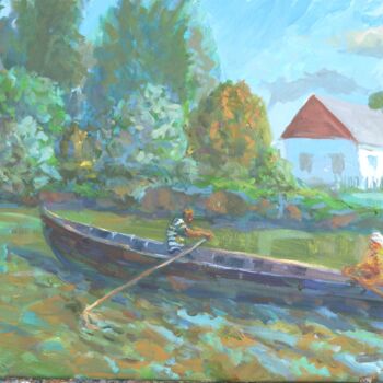 Peinture intitulée "Домой Вилково" par Sergei Bogachik, Œuvre d'art originale, Huile