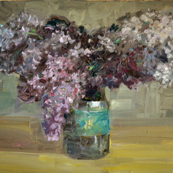 绘画 标题为“Lilac” 由Sergei Lisitsyn, 原创艺术品, 油 安装在纸板上