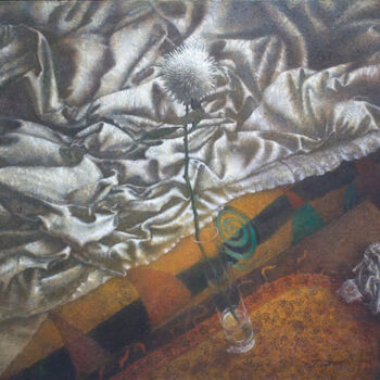Картина под названием "Хризантема" - Sergej Pisarenko, Подлинное произведение искусства, Масло
