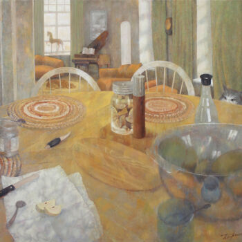 Peinture intitulée "Breakfast" par Sergej Pisarenko, Œuvre d'art originale, Huile