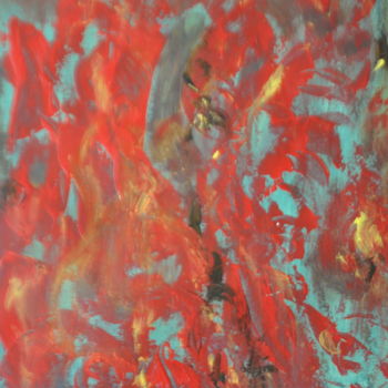 Pintura titulada "Paysage Flammes 1" por Serge Leroux, Obra de arte original, Acrílico