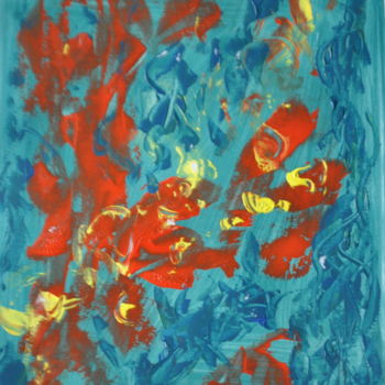 Картина под названием "Paysage Flammes 2" - Serge Leroux, Подлинное произведение искусства, Акрил