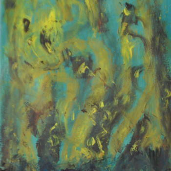Schilderij getiteld "Paysage Flammes 3" door Serge Leroux, Origineel Kunstwerk, Acryl