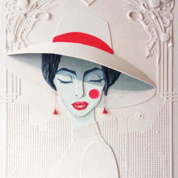 Pintura titulada "GIRL IN A WHITE HAT" por Sergeu Mayatski, Obra de arte original, Acrílico