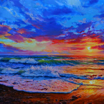 Malarstwo zatytułowany „Seascape (ART003500…” autorstwa Sergey Kolodyazhniy, Oryginalna praca, Olej