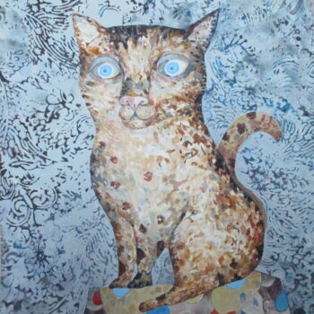 Peinture intitulée "Posing Cat" par Sergey Kostin, Œuvre d'art originale, Aquarelle