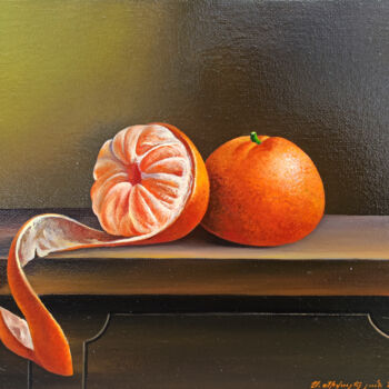 Painting titled "Still life - mandar…" by Sergey Miqayelya, Original Artwork, Oil Mounted on Wood Stretcher frame