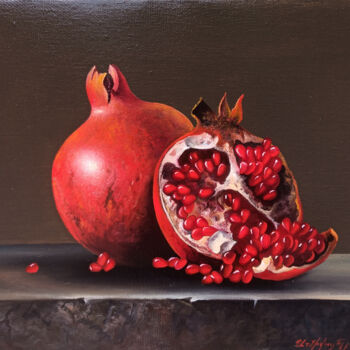 Painting titled "Jewel of the Orchard" by Sergey Miqayelya, Original Artwork, Oil Mounted on Wood Stretcher frame