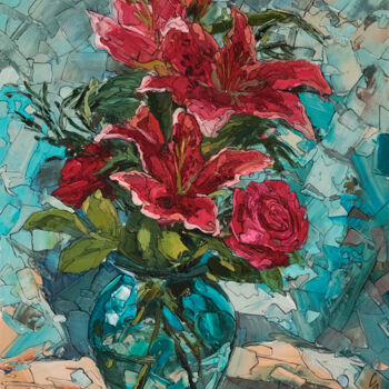 Peinture intitulée "Gift Bouquet" par Sergey Sovkov, Œuvre d'art originale