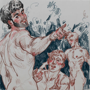 Disegno intitolato "Playing guys" da Sergey Sovkov, Opera d'arte originale, Matite colorate