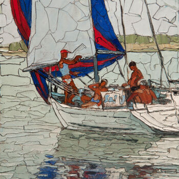 Painting titled "On the Yacht" by Sergey Sovkov, Original Artwork, Oil