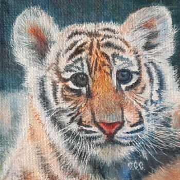 "Tiger cub" in a fra…" başlıklı Tablo Sergey Suslov tarafından, Orijinal sanat, Petrol