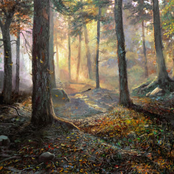 Painting titled "Golden Morning" by Sergey Lutsenko, Original Artwork, Oil