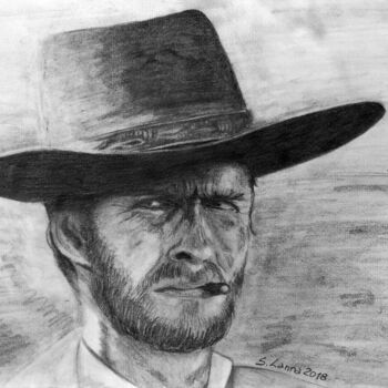 Painting titled "Clint, "The good"" by Sergio Lanna (Sir Joe), Original Artwork, Pencil