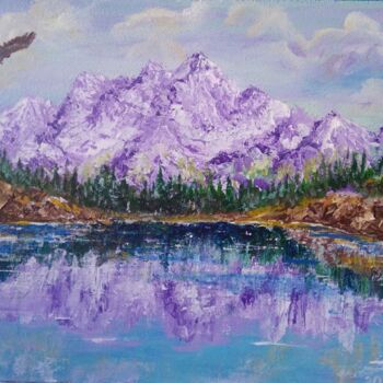 Ζωγραφική με τίτλο "Озеро в горах" από Sergiy Tsymbalov, Αυθεντικά έργα τέχνης, Ακρυλικό