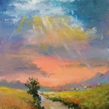 Schilderij getiteld "Painting "Road"" door Sergiy Tsymbalov, Origineel Kunstwerk, Olie