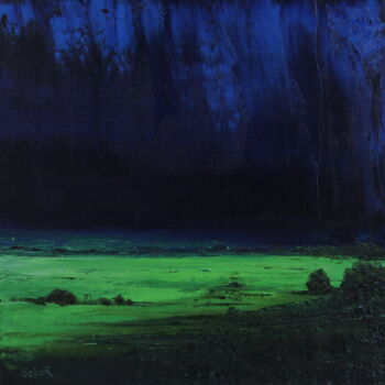 「Blue Green Night」というタイトルの絵画 Serguei Borodoulineによって, オリジナルのアートワーク, オイル