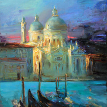 Painting titled "Santa Maria della S…" by Serhii Cherniakovskyi, Original Artwork, Oil Mounted on Wood Stretcher frame