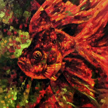 Schilderij getiteld "Gold Fish" door Serhii Voichenko, Origineel Kunstwerk, Olie