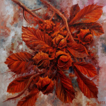 Peinture intitulée "Red chestnuts" par Serhii Voichenko, Œuvre d'art originale, Huile