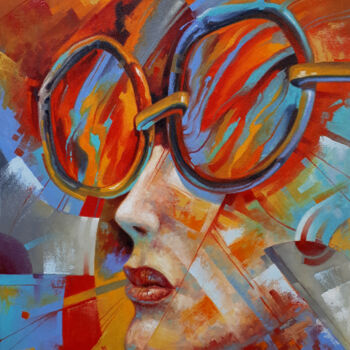 Painting titled "JAZZ GLASSES" by Serhii Voichenko, Original Artwork, Oil