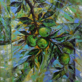 Pintura titulada "Green apples" por Serhii Voichenko, Obra de arte original, Oleo