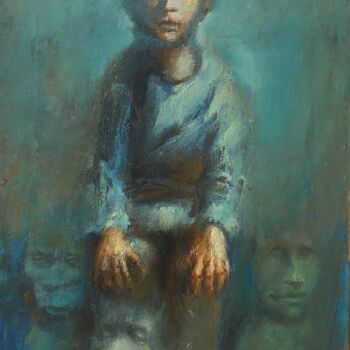 Painting titled "On my side" by Sergii Shkoliar, Original Artwork, Oil Mounted on Wood Stretcher frame