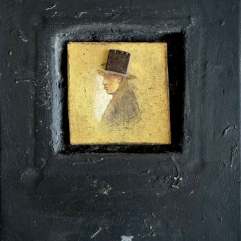 Картина под названием "Iron HAT" - Sergii Shkoliar, Подлинное произведение искусства, Масло Установлен на Другая жесткая пан…