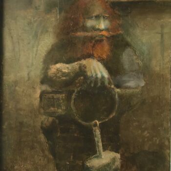 Peinture intitulée "Mjolnir's master" par Sergii Shkoliar, Œuvre d'art originale, Huile Monté sur Panneau de bois