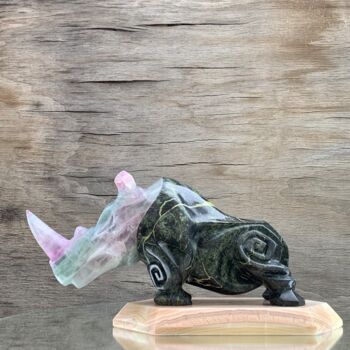 Sculpture titled "Precious rhino" by Serjio Elicolani, Original Artwork, Stone