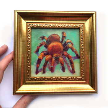 Pintura titulada "Framed spider origi…" por Valerie Serova, Obra de arte original, Oleo Montado en Cartulina