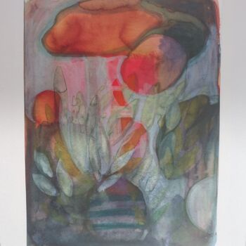 Painting titled "Composition4" by Serpil Kapar, Original Artwork, Watercolor Mounted on Cardboard