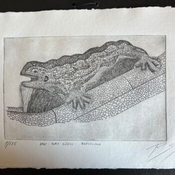 Printmaking titled "DRAC -PARC GÜELL- B…" by Ramón Serra, Original Artwork, Etching