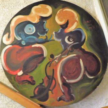 Peinture intitulée "Les deux amies (ton…" par Servin, Œuvre d'art originale, Huile