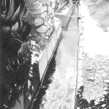 Drawing titled "acequia" by Sete Goytre, Original Artwork, Ballpoint pen