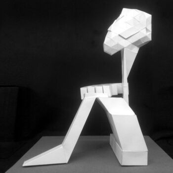 Skulptur mit dem Titel "Modern human Ⅸ" von Seven E, Original-Kunstwerk, Papier