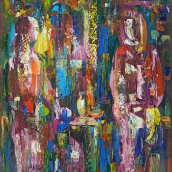 Painting titled "Evening talk (35x45…" by Seyran, Original Artwork, Oil