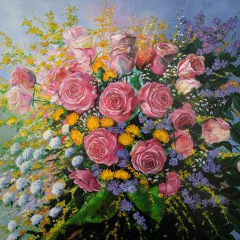 Pintura titulada "Floral Opulence" por Shahen Aleksandryan, Obra de arte original, Oleo Montado en Bastidor de camilla de ma…