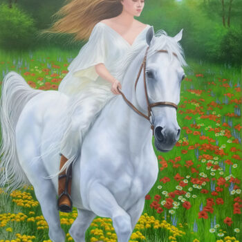 Peinture intitulée "Elegance Rider" par Shahen Aleksandryan, Œuvre d'art originale, Huile Monté sur Châssis en bois