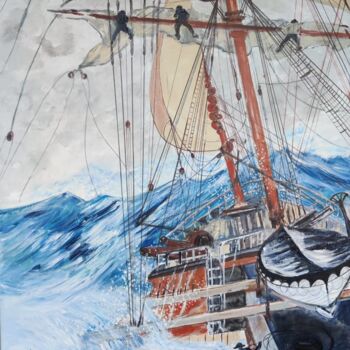 "Tempête en Haute Mer" başlıklı Tablo Shahid Zuberi tarafından, Orijinal sanat, Akrilik Ahşap Sedye çerçevesi üzerine monte…
