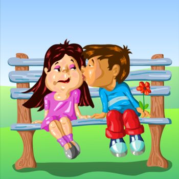 Digital Arts titled "Boy Kissing Girl" by Shamim Shaikh, Original Artwork, 2D Digital Work