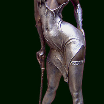 Sculptuur getiteld ""Girl with a walkin…" door Shanaro, Origineel Kunstwerk, Metalen
